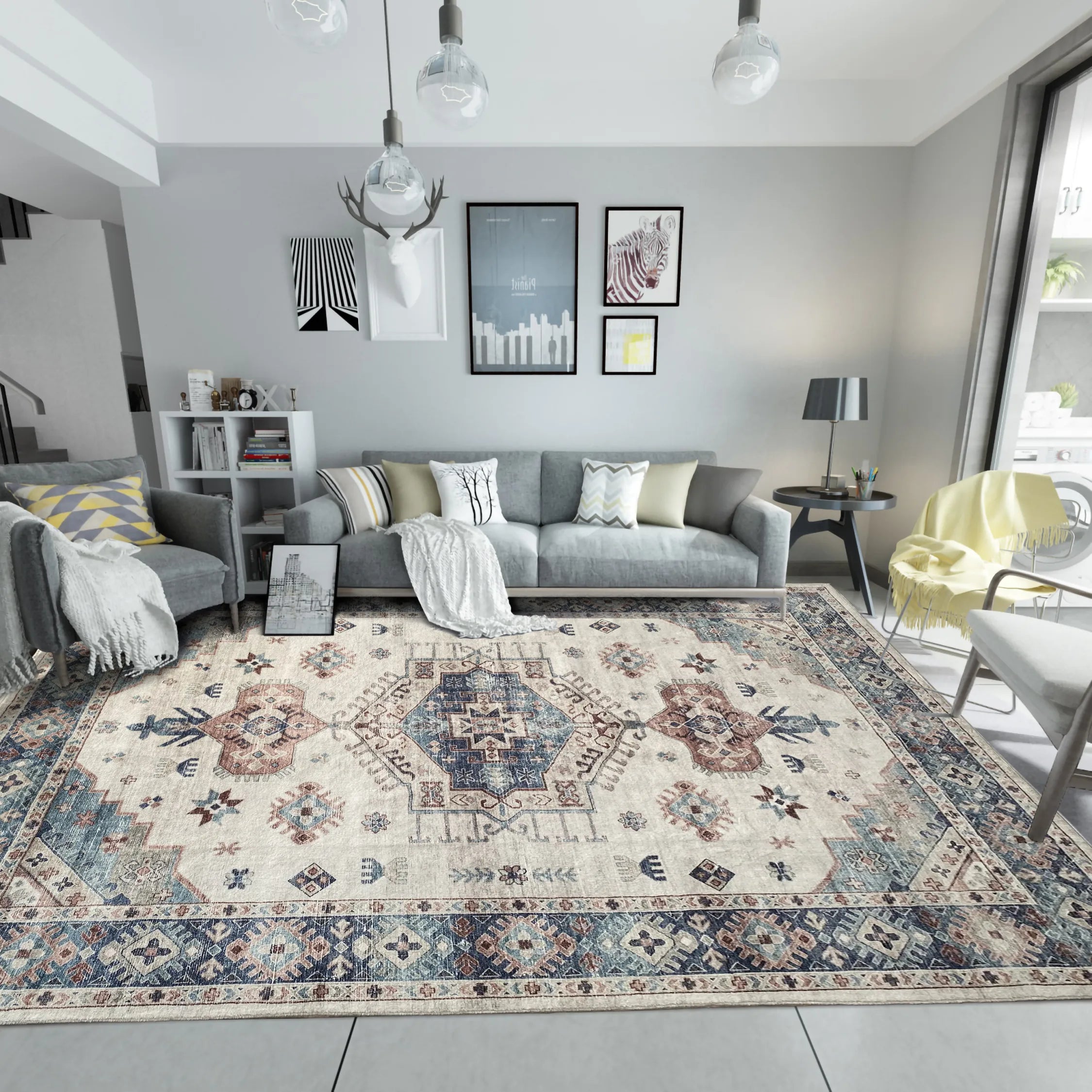 Tribal Geometric Area Rugs for Living Room