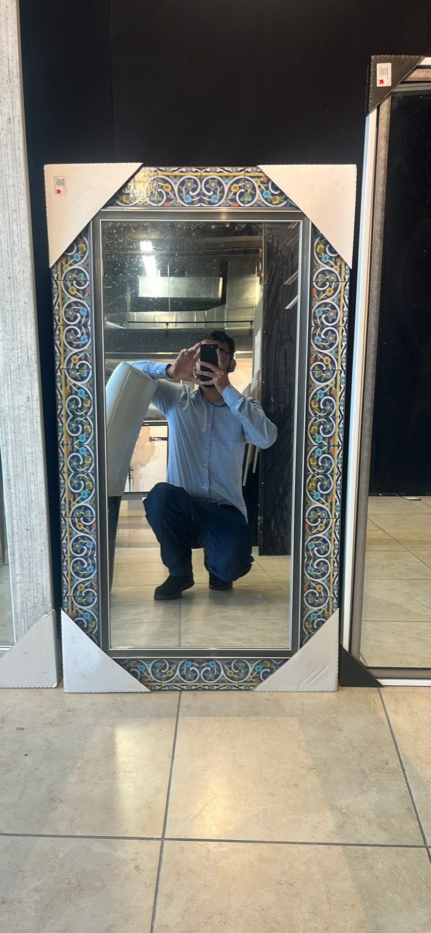 Blue Tile Mirror
