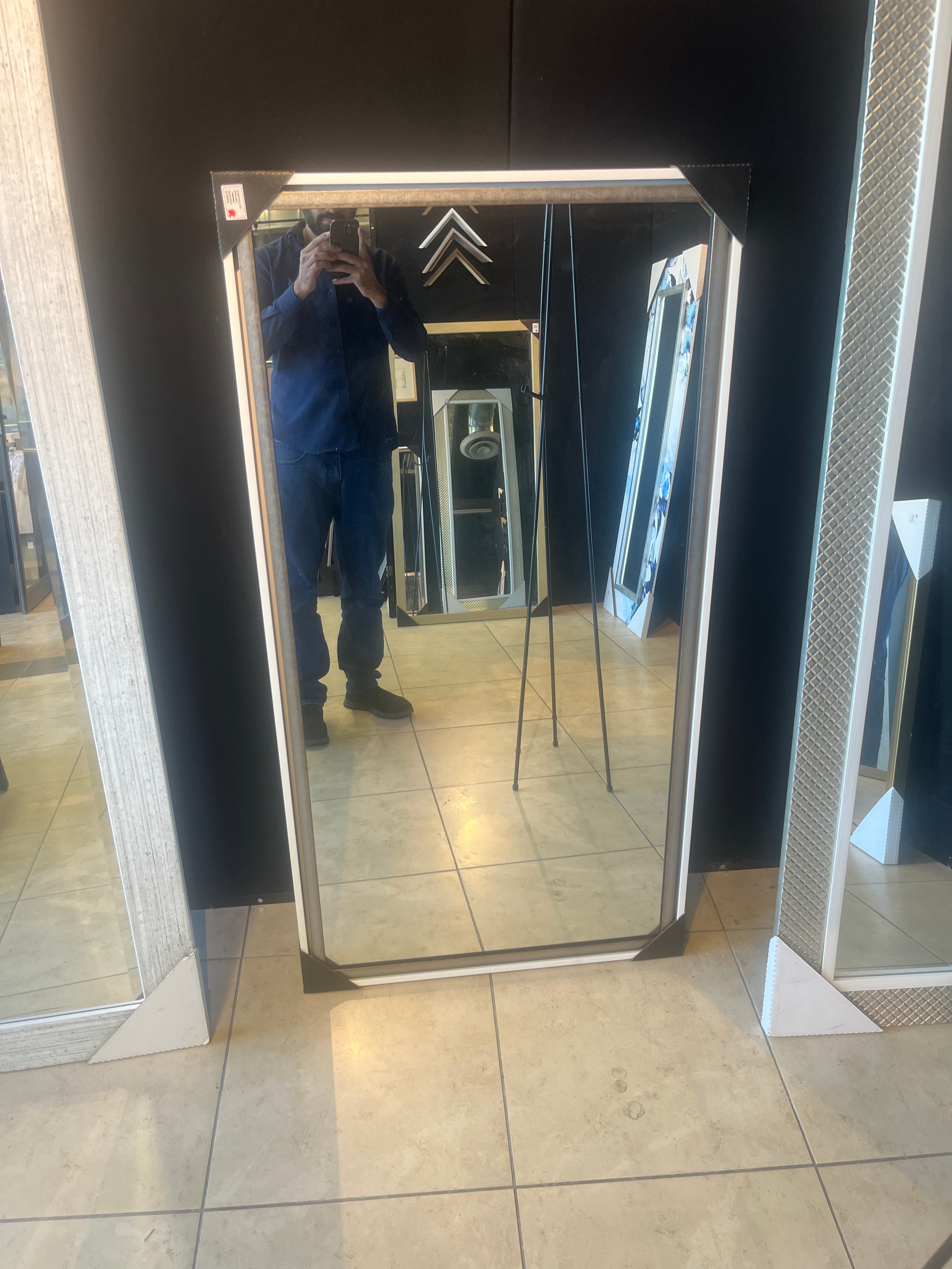 Black & Silver Floater Vanity Mirror