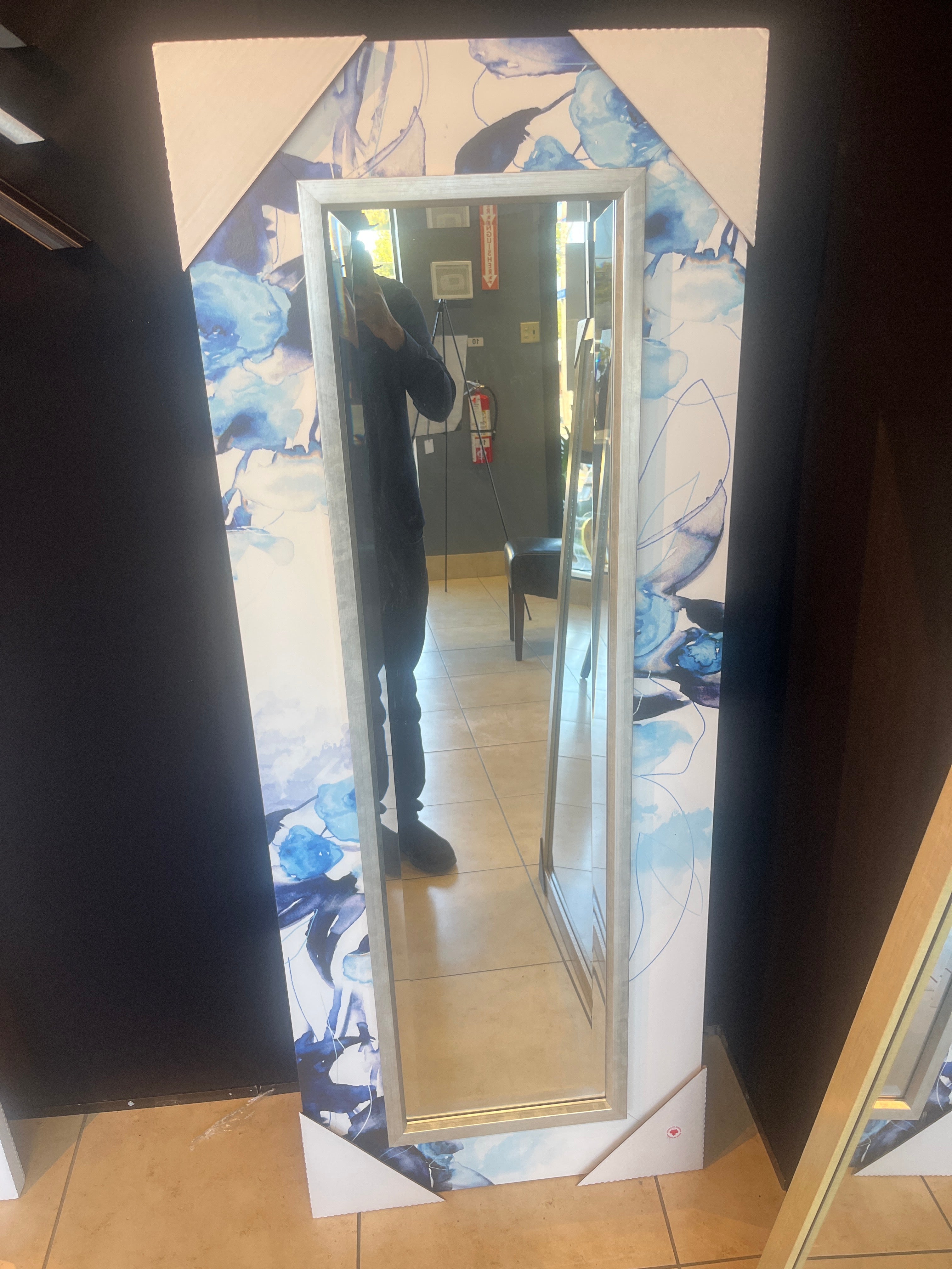 Blue Floral Mirror (Bevel Mirror)
