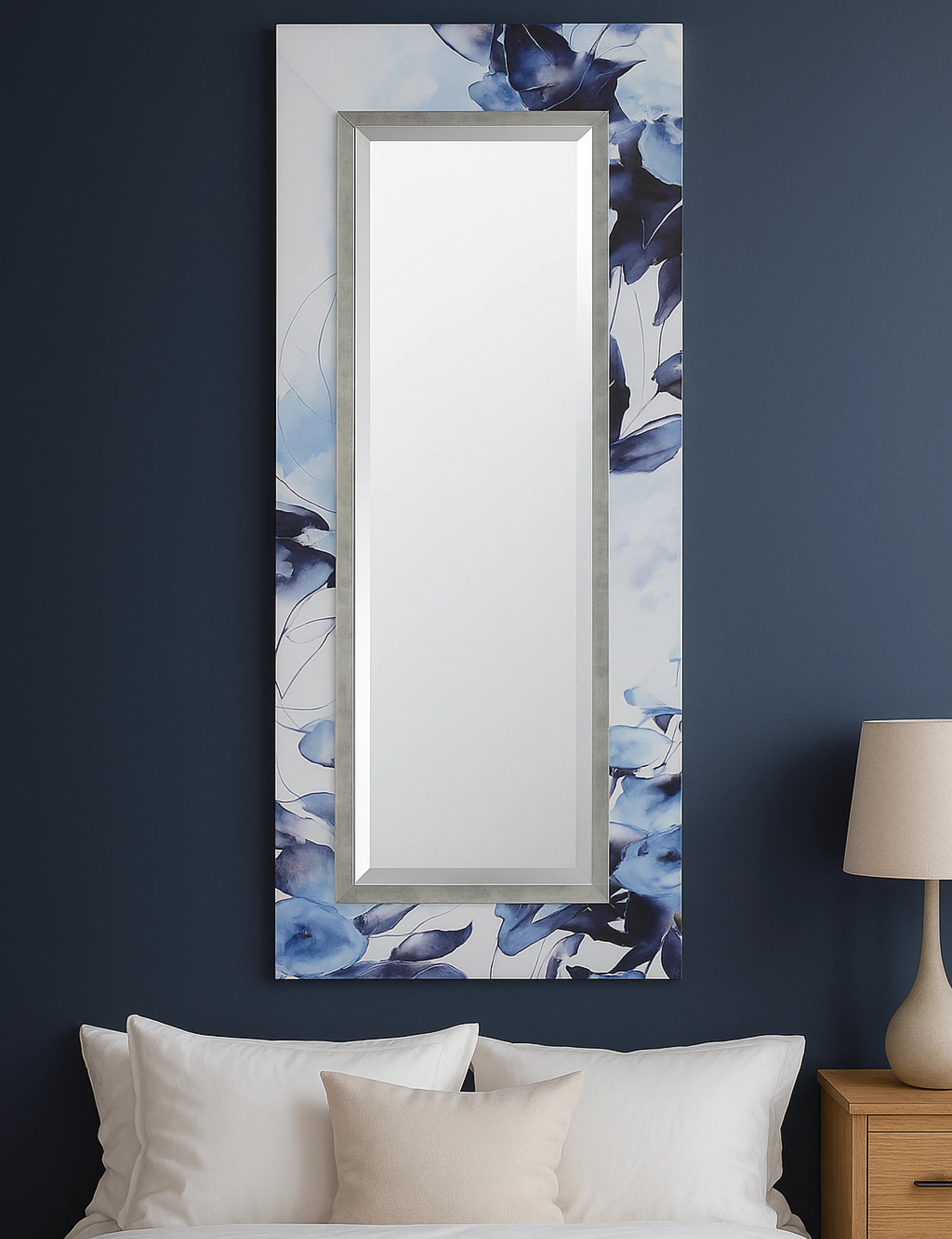 Blue Floral Mirror (Bevel Mirror)