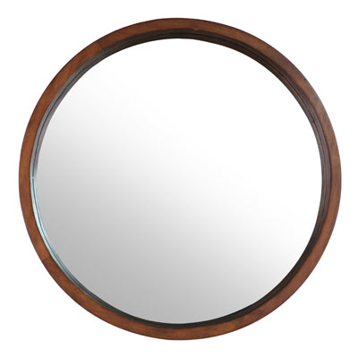 30" D Round Mirror Walnut