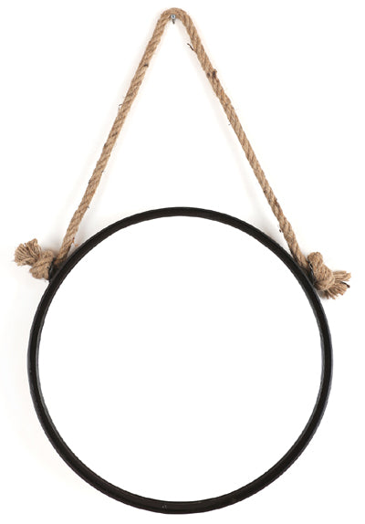 18.5" Hanging Round Mirror with Jute Cord