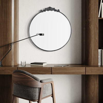 Black Round Mirror (30" x 32" x 1.5")