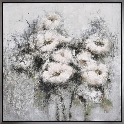 Flowers Print+handpainted, Heavy Texture (35.4" x 35.4")