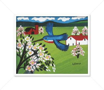 British Kingfisher & Apple Blossoms (13" x 15")